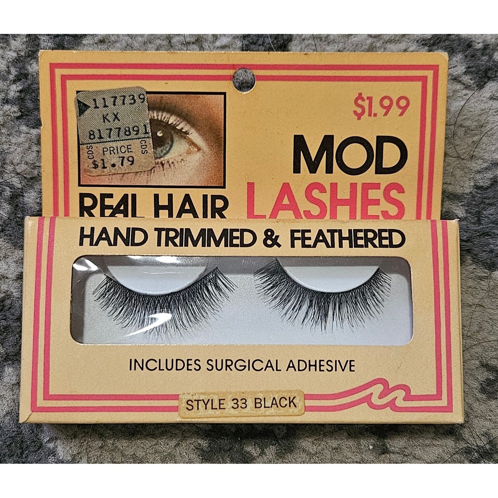 Vintage 1960s Mod Lashes Real Hair Eyelashes Style 33 Black NOS Brooklyn NY